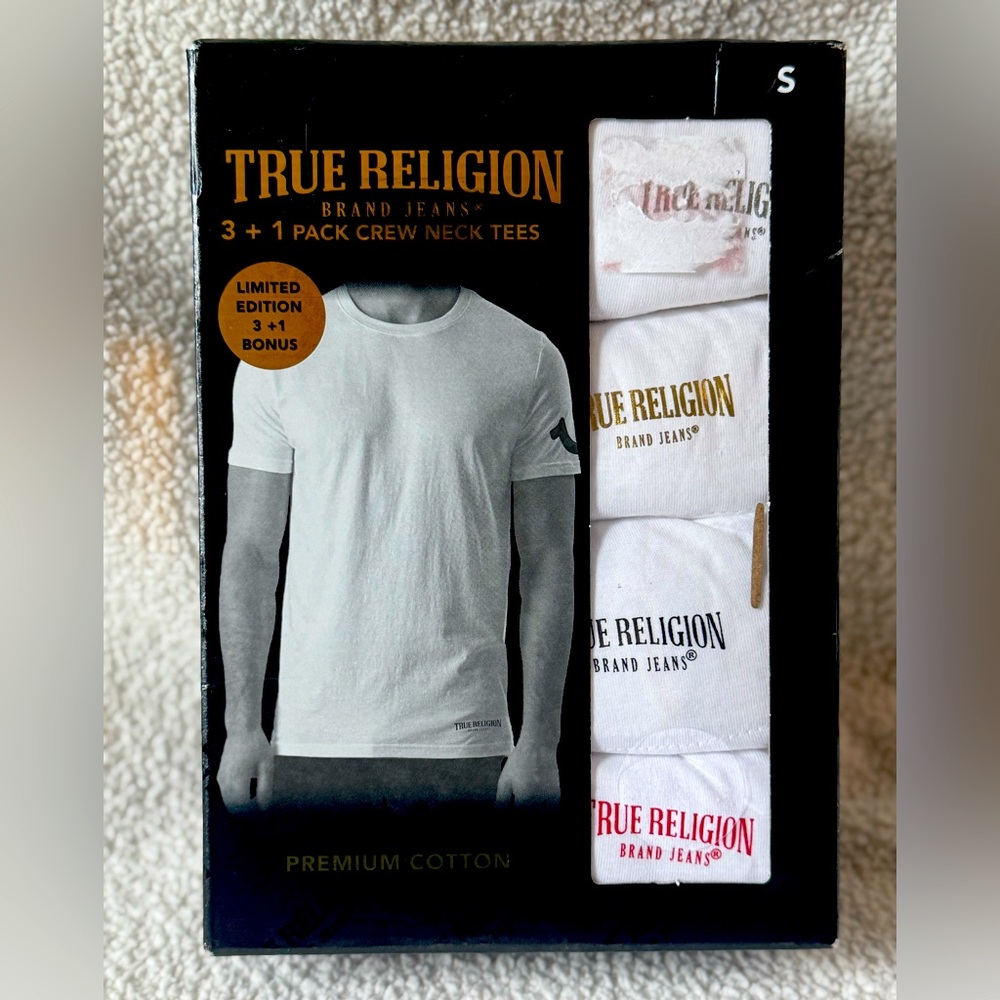 True Religion White Crew Neck Tees (S)